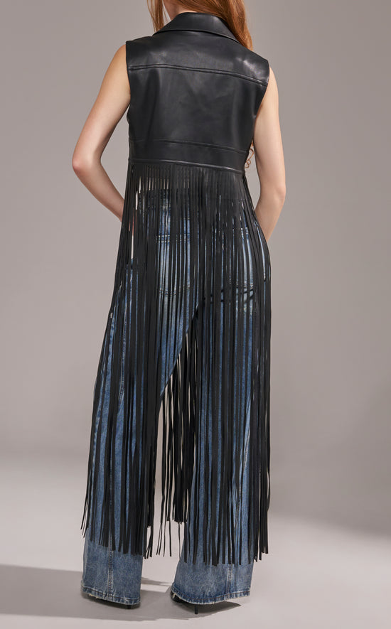 ARDEN-BLACK FRINGE MOTO VEST