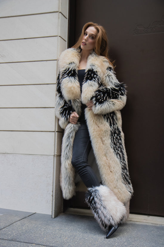 AURORA-TAN FAUX FUR COAT