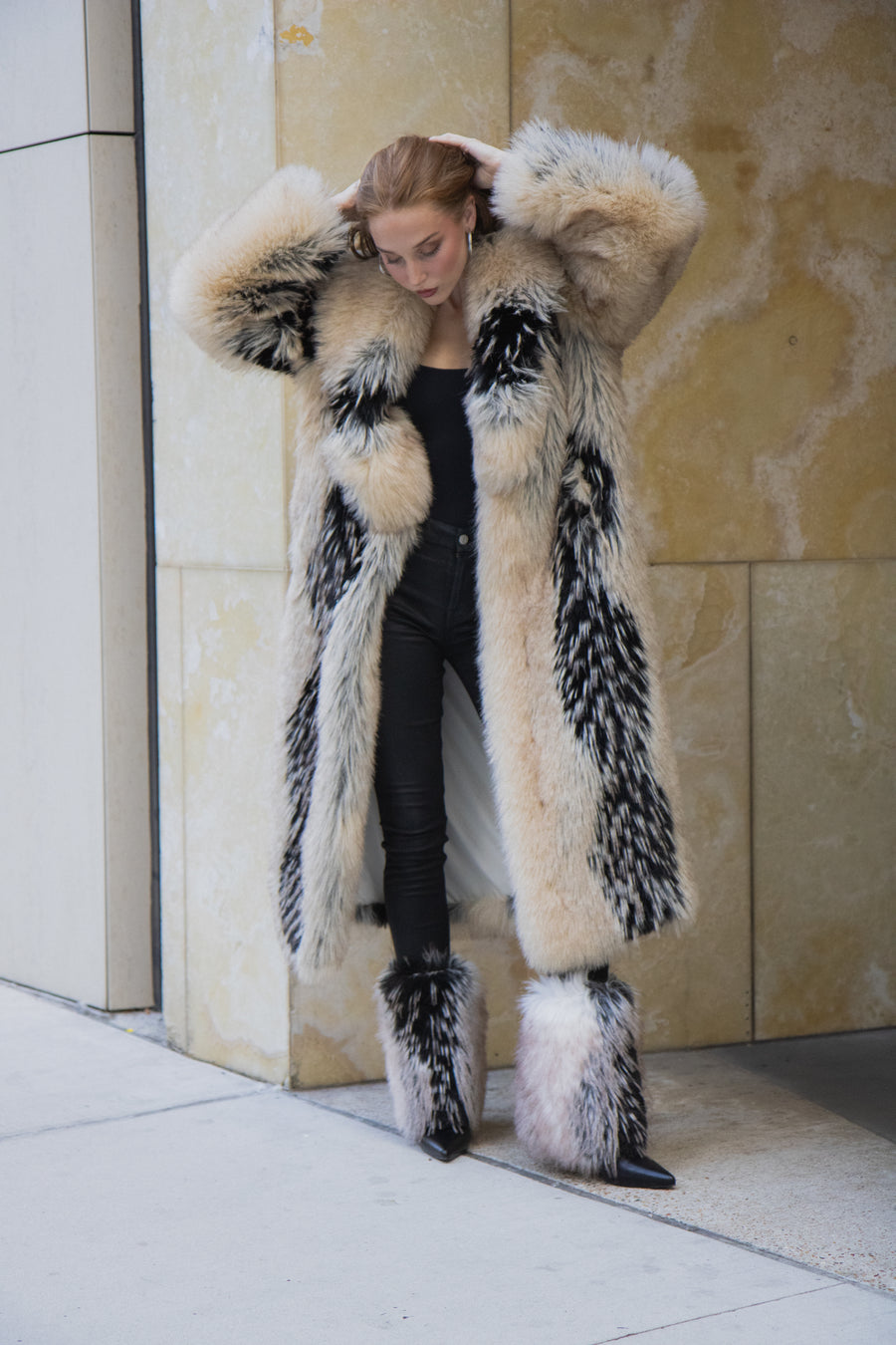 ASTRALI-BLACK FAUX FUR STILETTO BOOTIE