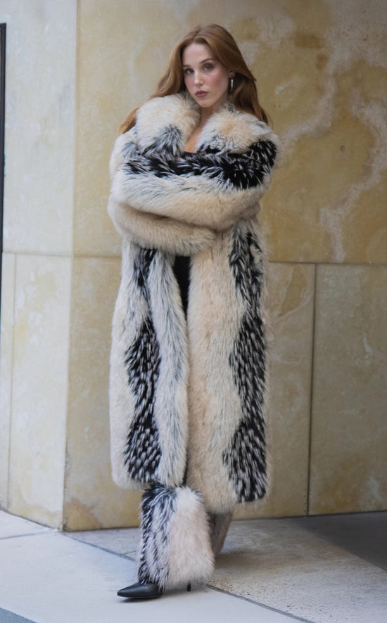 AURORA-TAN FAUX FUR COAT