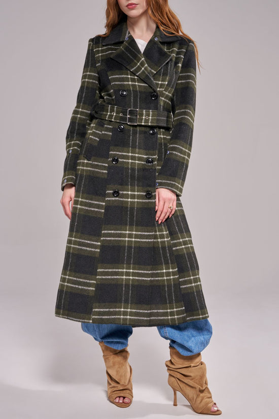 AVENNA-GREENPLAID TRENCH OUTERWEAR | AZALEA WANG