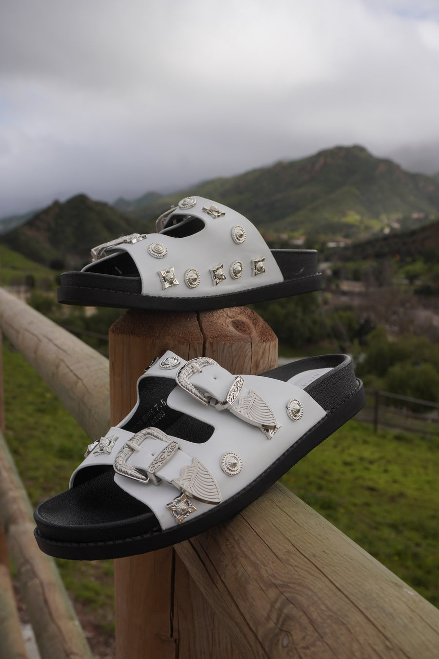 BOCARATON-WHITE STUDDED SANDAL