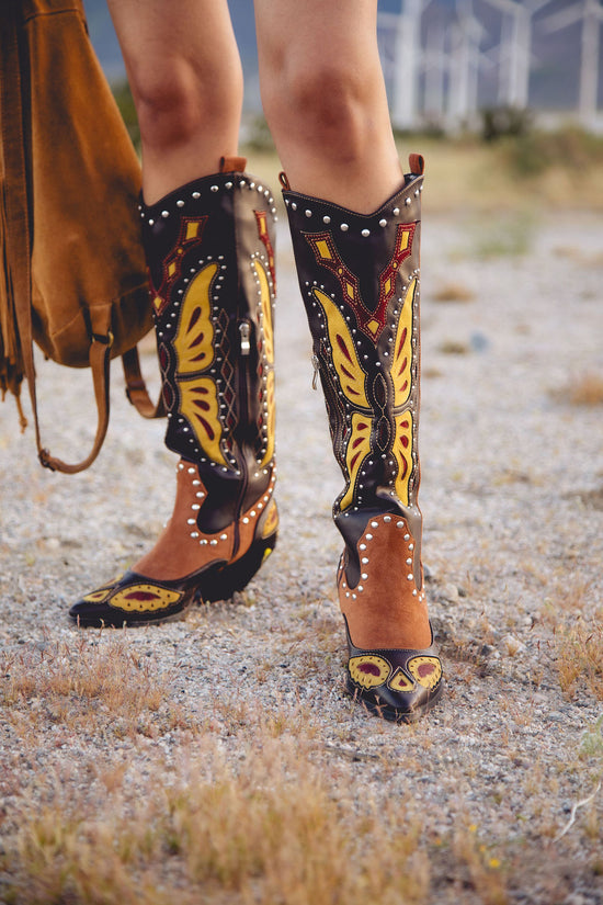 FLUTTER-BROWNMULTI WESTERN BOOT