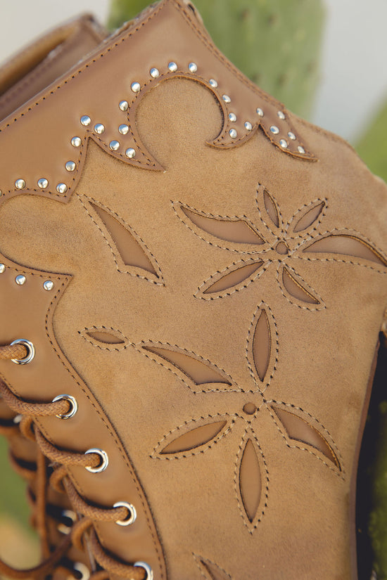 MIRONA-BROWN WESTERN PEEP-TOE BOOTIE
