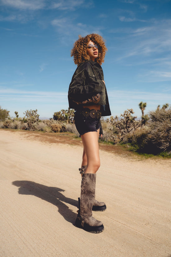 RAMPAGE-BROWN DISTRESSED 2 WAY HARNESS BOOT