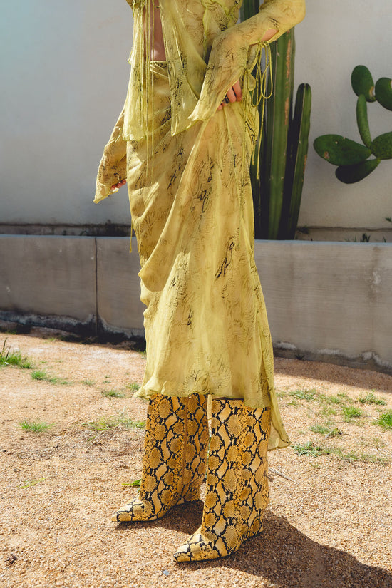 VINCI-YELLOWSNAKE WEDGE BOOTIE