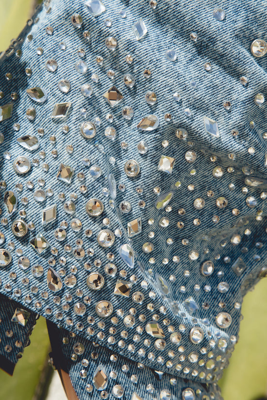 CHRISTOS-DENIM EMBELLISHED WESTERN BOOTIE
