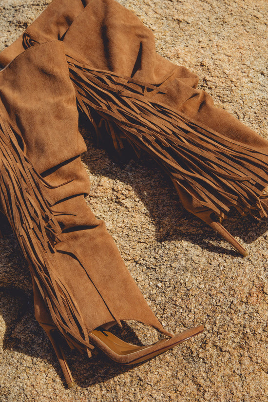 JOHANNA-TAN FRINGE STILETTO SANDAL BOOT
