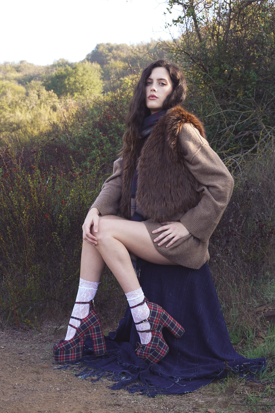 GEORGINA-MULTI PLAID PLATFORM MARY JANE