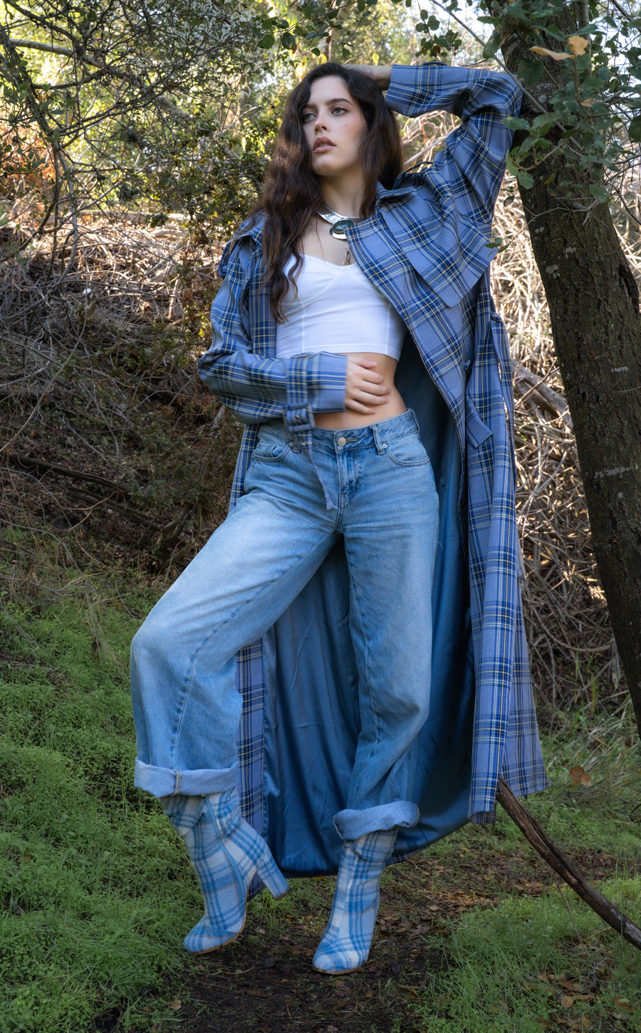 Gabardina de cuadros azules Hobbs