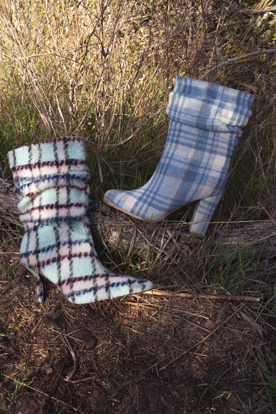 MATHAIS-BLUEMULTI PLAID BLOCK BOOTIE