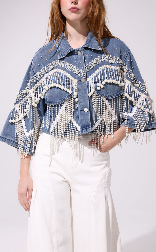 ADELYNNE-DENIM PEARL JACKET
