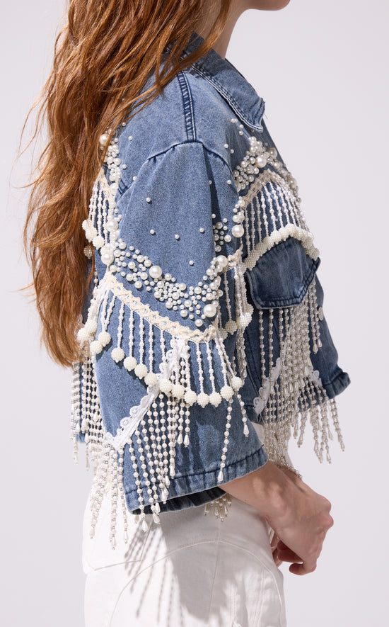 ADELYNNE-DENIM PEARL JACKET