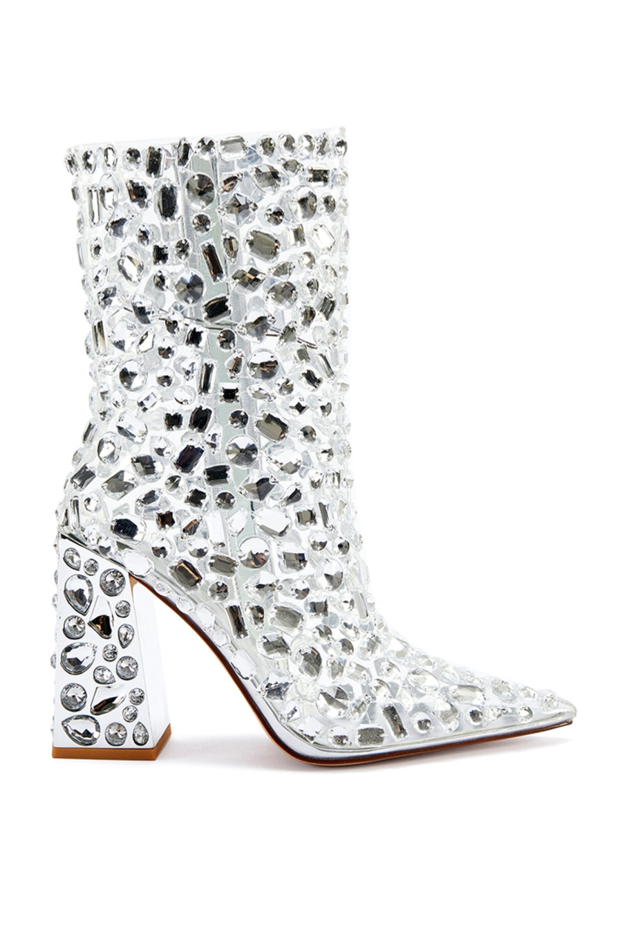 AGAVE-SILVER CRYSTAL HEELED BOOTIE