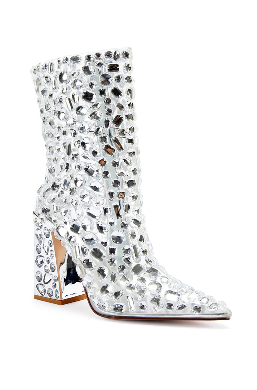 AGAVE-SILVER CRYSTAL HEELED BOOTIE
