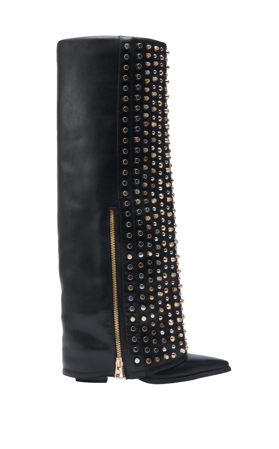 AGUSTUE-BLACK STUDDED WESTERN BOOT