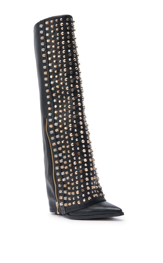 AGUSTUE-BLACK STUDDED WESTERN BOOT
