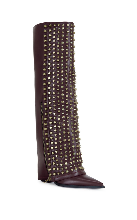 AGUSTUE-BURGUNDY STUDDED WESTERN BOOT