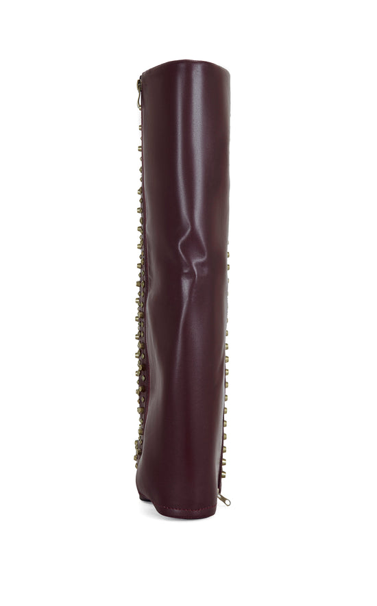 AGUSTUE-BURGUNDY STUDDED WESTERN BOOT