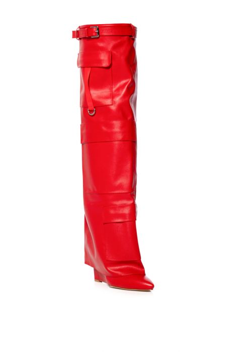 ALEXIA-RED COVERED WEDGE BOOT