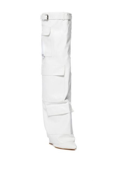ALEXIA-WHITE COVERED WEDGE BOOT