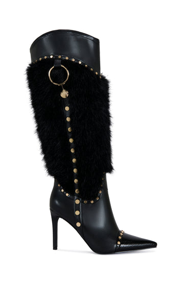ALISETTE-BLACK FAUX FUR STILETTO BOOT
