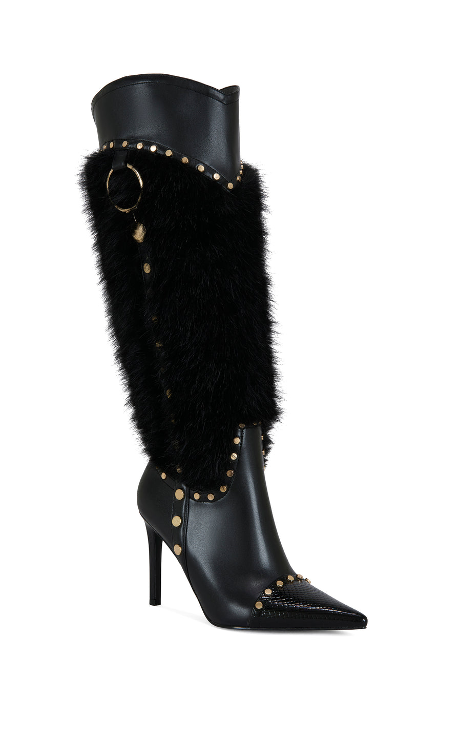 ALISETTE-BLACK FAUX FUR STILETTO BOOT