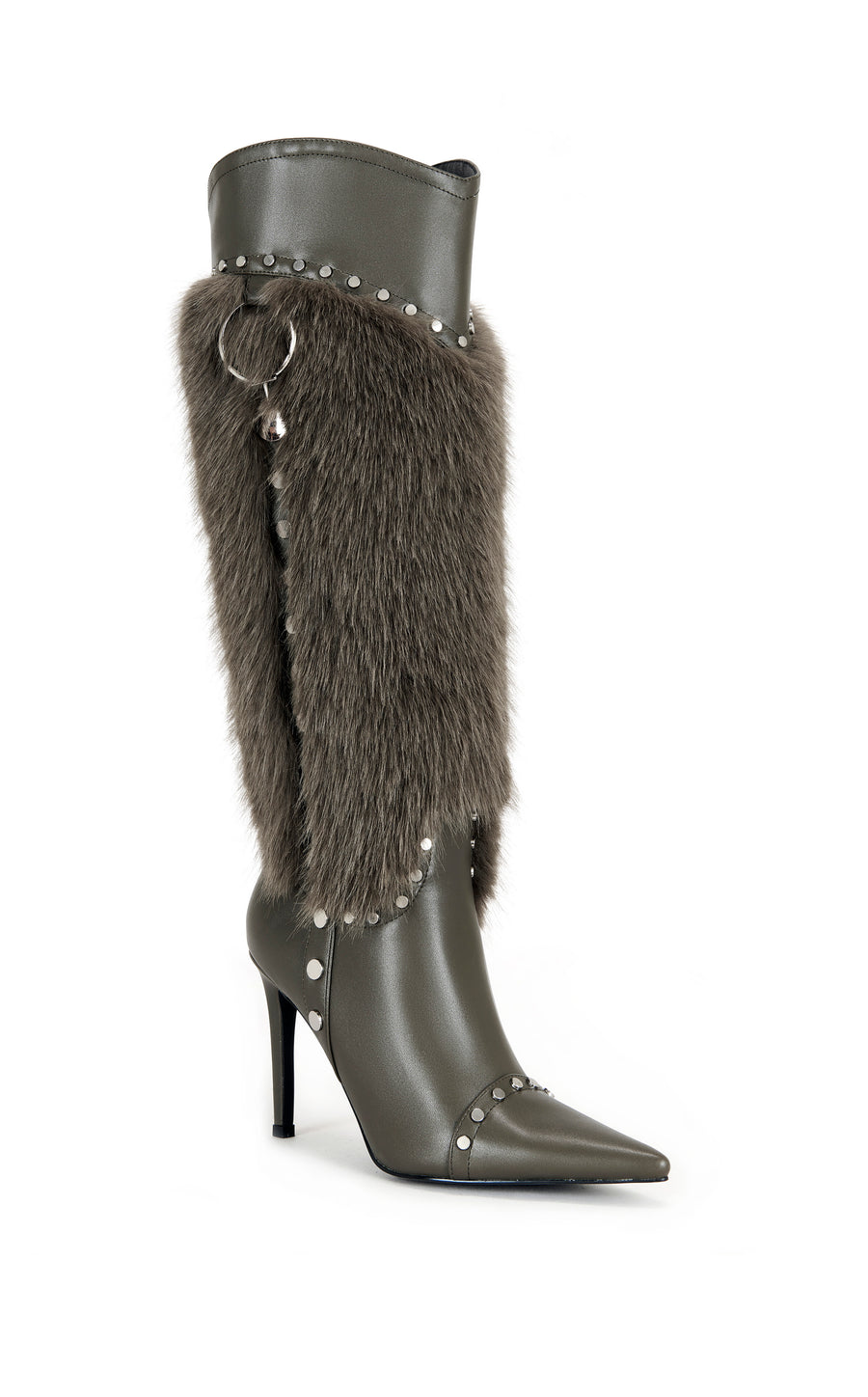 ALISETTE-OLIVE FAUX FUR STILETTO BOOT