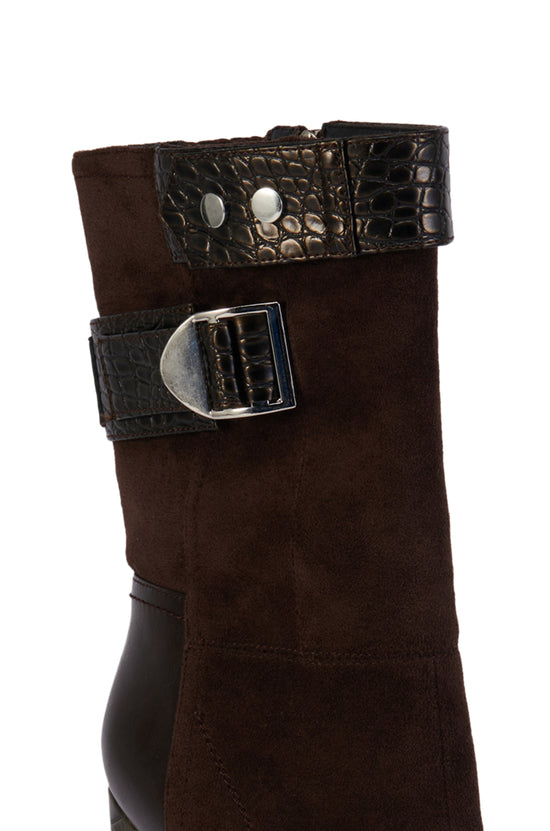 ALLONA-BROWN HEELED BOOTIE