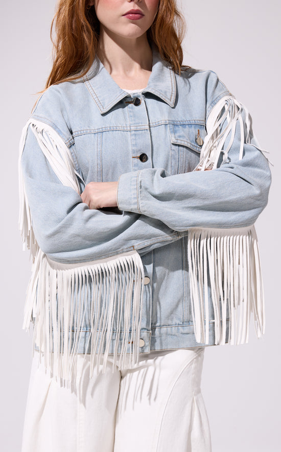 ARLA-DENIM FRINGE JACKET