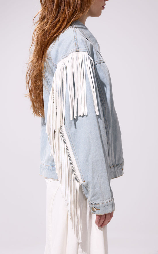 ARLA-DENIM FRINGE JACKET