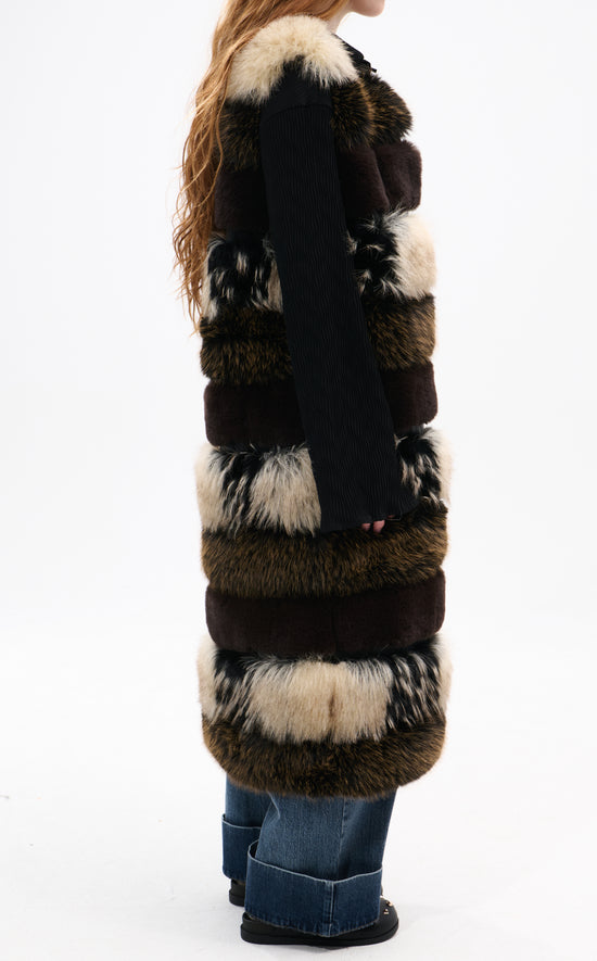 ASPEN-BROWNMULTI LONG FAUX FUR VEST