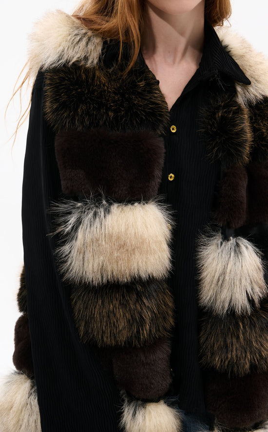 ASPEN-BROWNMULTI LONG FAUX FUR VEST