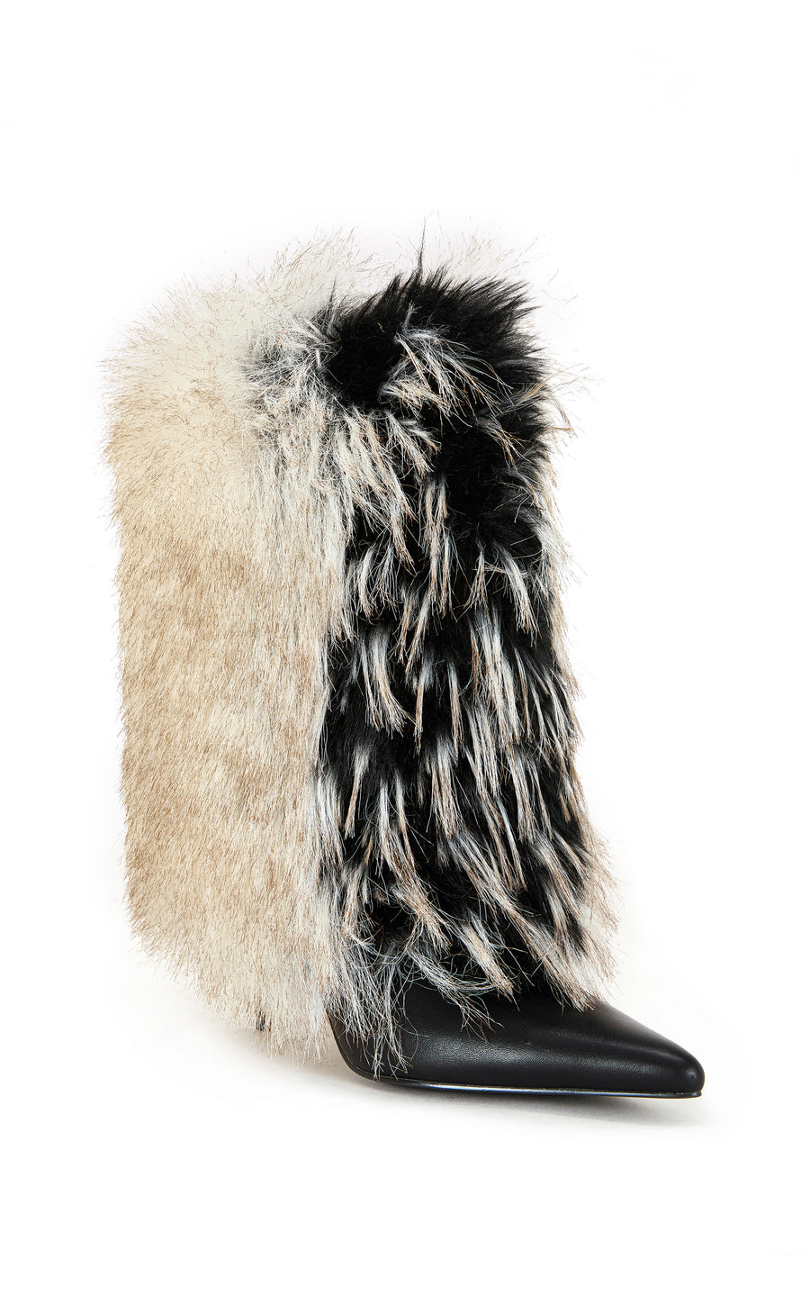 ASTRALI-BLACK FAUX FUR STILETTO BOOTIE