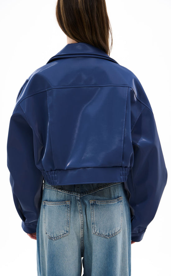 BABZ-BLUE LIQUID LUXE MOTO JACKET
