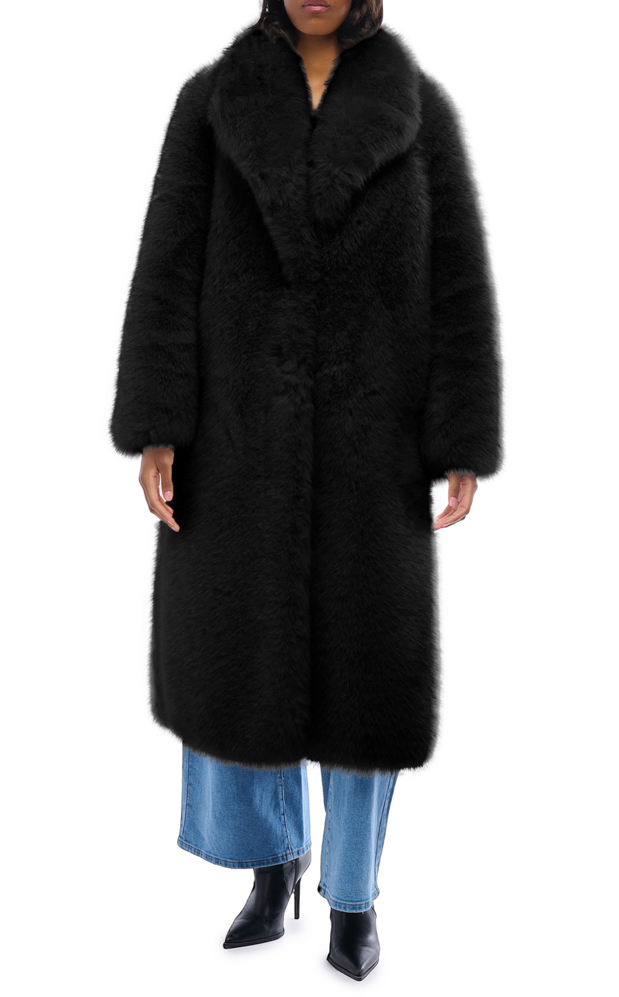 BCARDI-BLACK FAUX FUR JACKET