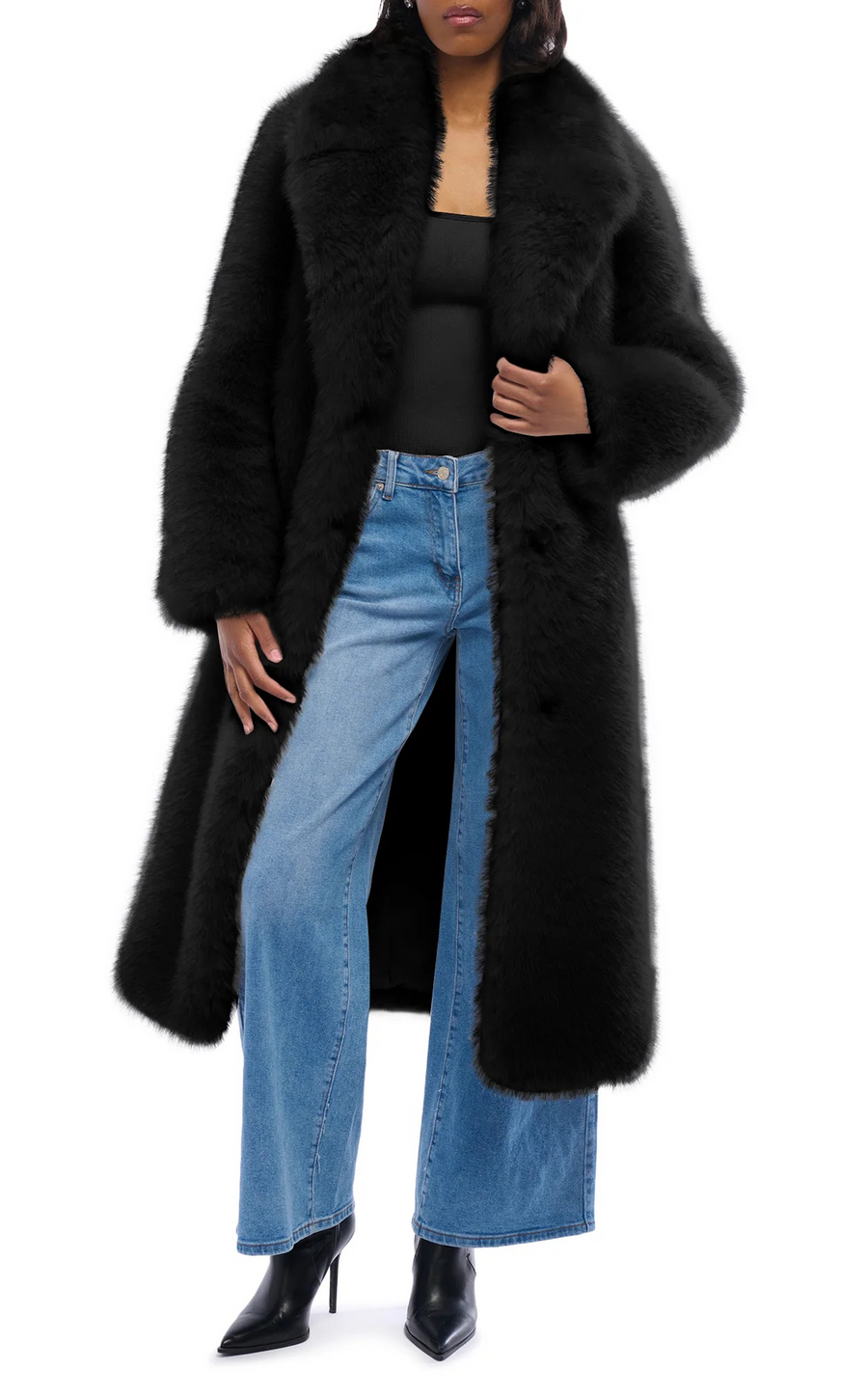 BCARDI-BLACK FAUX FUR JACKET