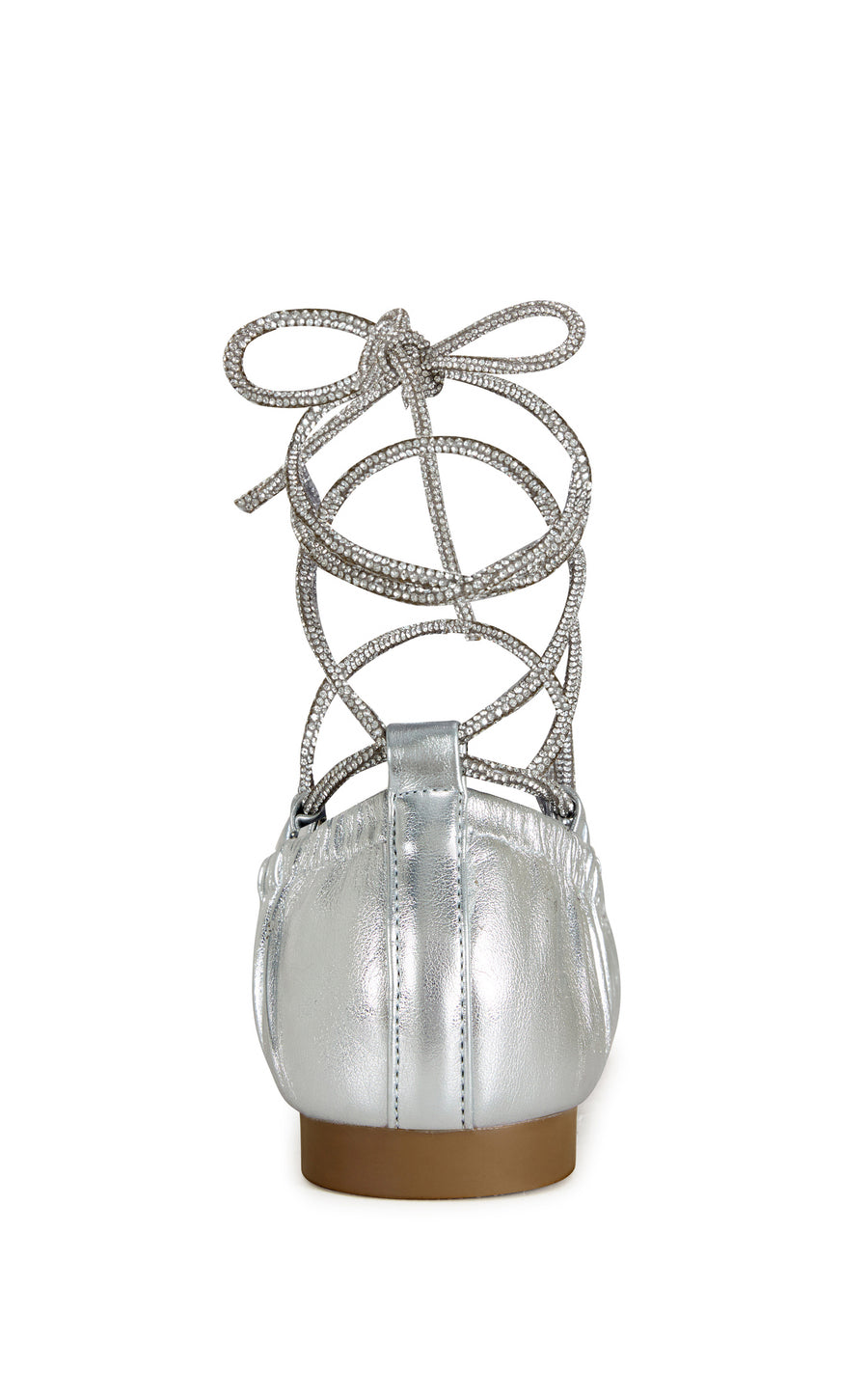 BENICIO-SILVER CRYSTAL WRAP POINTED TOE BALLET FLAT