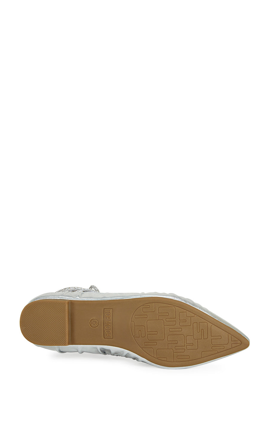 BENICIO-SILVER CRYSTAL WRAP POINTED TOE BALLET FLAT