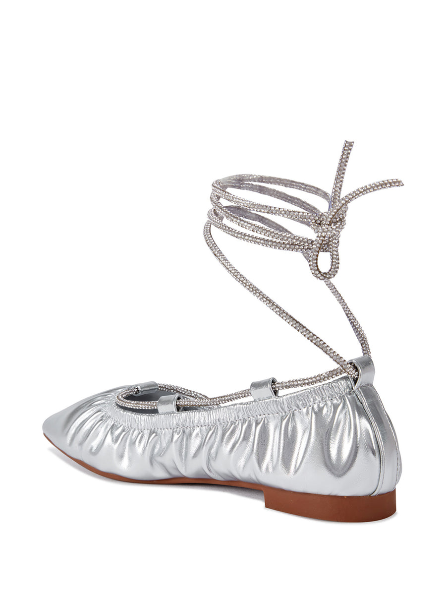 metallic silver ballet flats