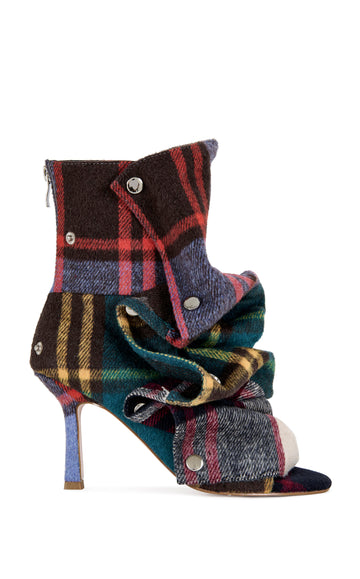BIRDSONG-PLAIDMULTI PEEP TOE STILETTO BOOTIE