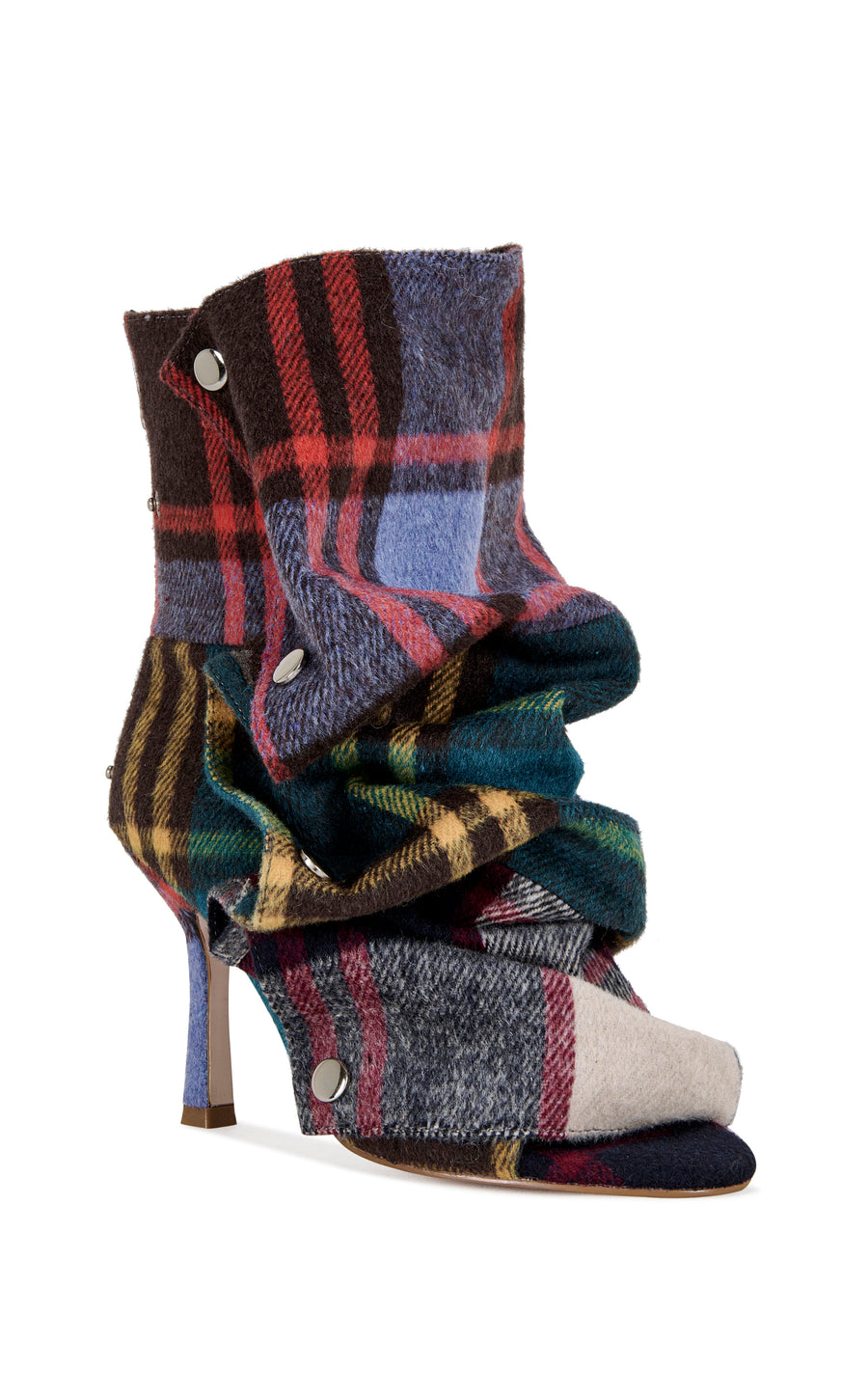 BIRDSONG-PLAIDMULTI PEEP TOE STILETTO BOOTIE