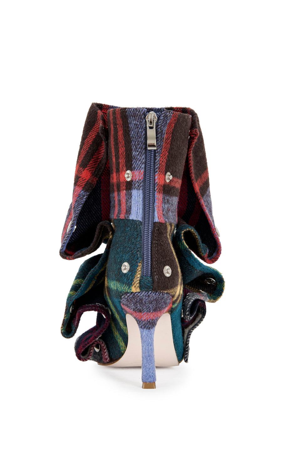 BIRDSONG-PLAIDMULTI PEEP TOE STILETTO BOOTIE