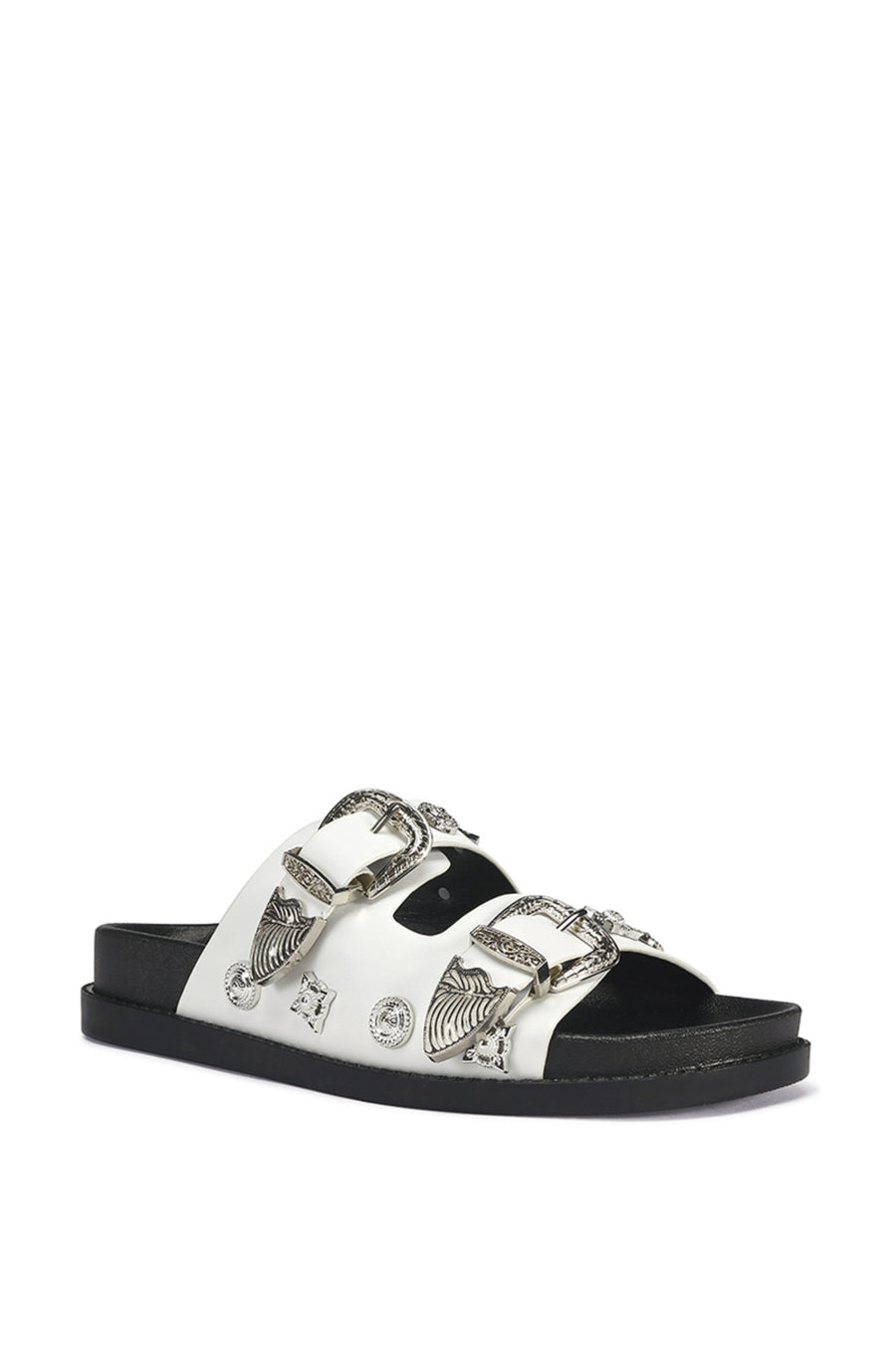 BOCARATON-WHITE STUDDED SANDAL