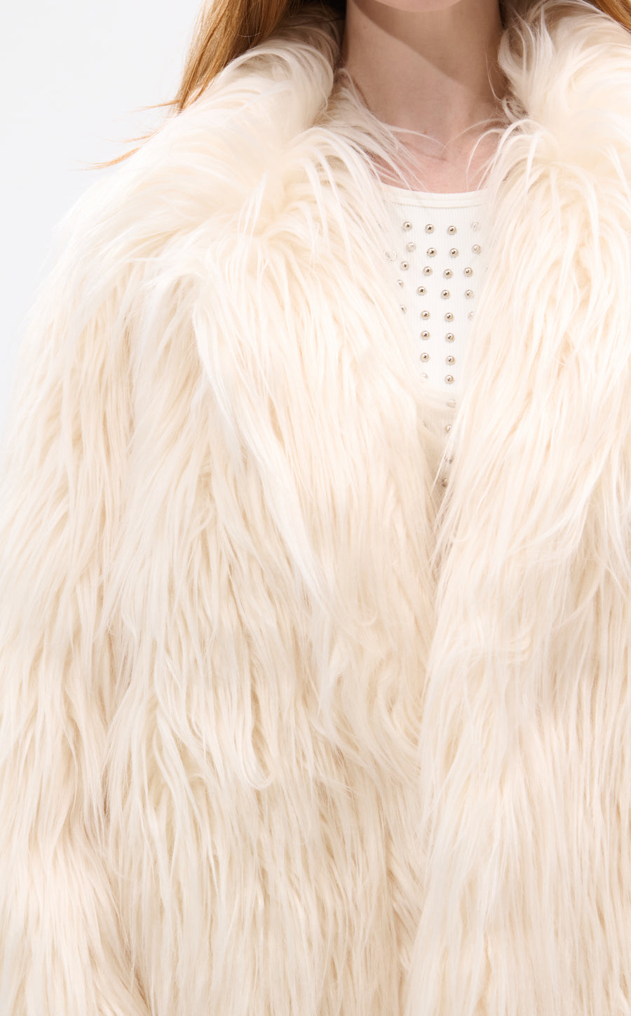 CHAQUETA DE PIEL SINTÉTICA CREMA BRECKENRIDGE