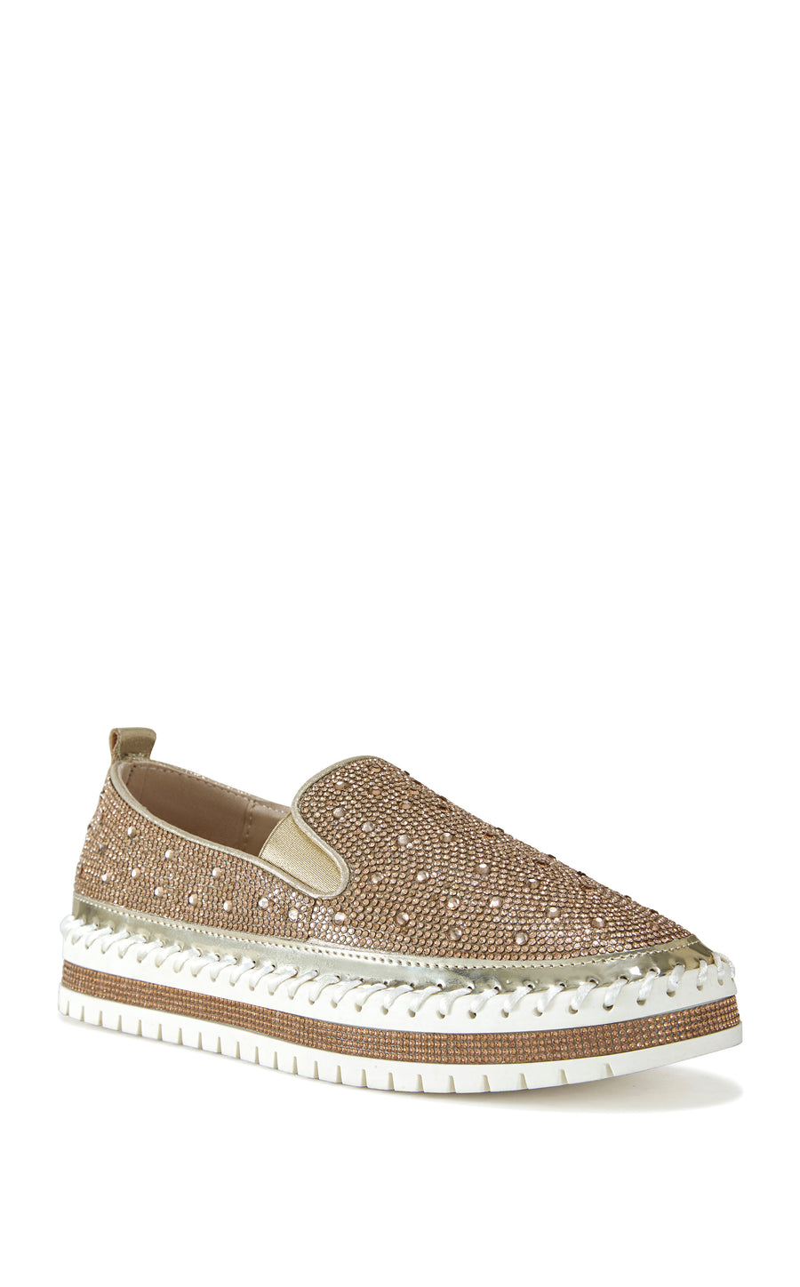 BRITTANY-ROSEGOLD RHINESTONE SLIP ON SNEAKER