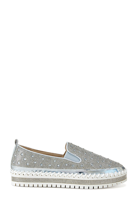 BRITTANY-SILVER FLAT SNEAKER | AZALEA WANG