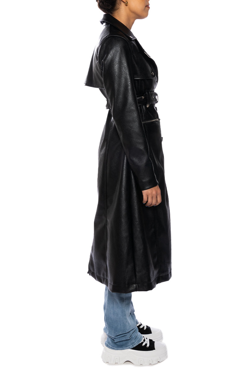 BUTTERCUP BLACK MOTO TRENCH JACKET