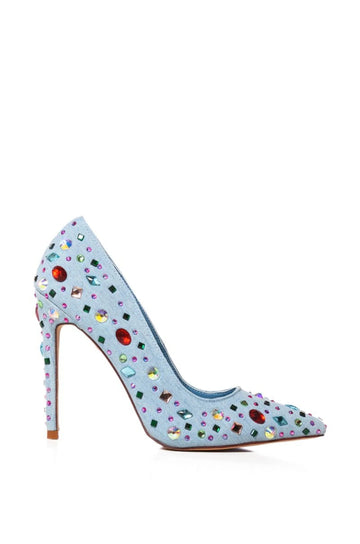 CAMELLIA-BLUEDENIM STILETTO PUMP