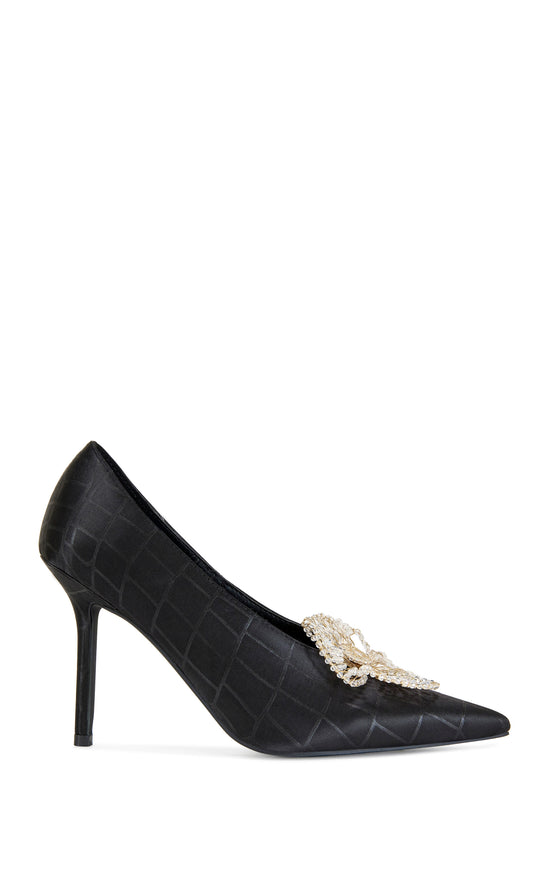 CARMENZA-BLACK FLORAL STILETTO PUMP